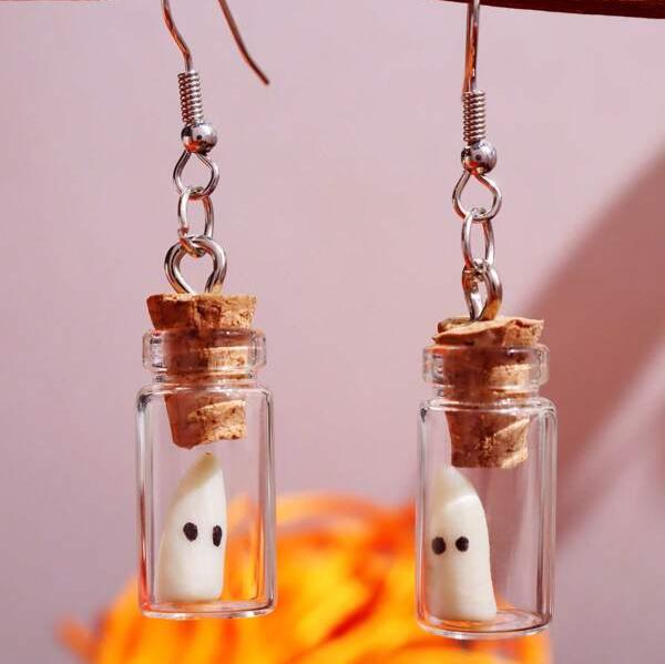 Glow in the Dark Ghost in Bottle Earrings