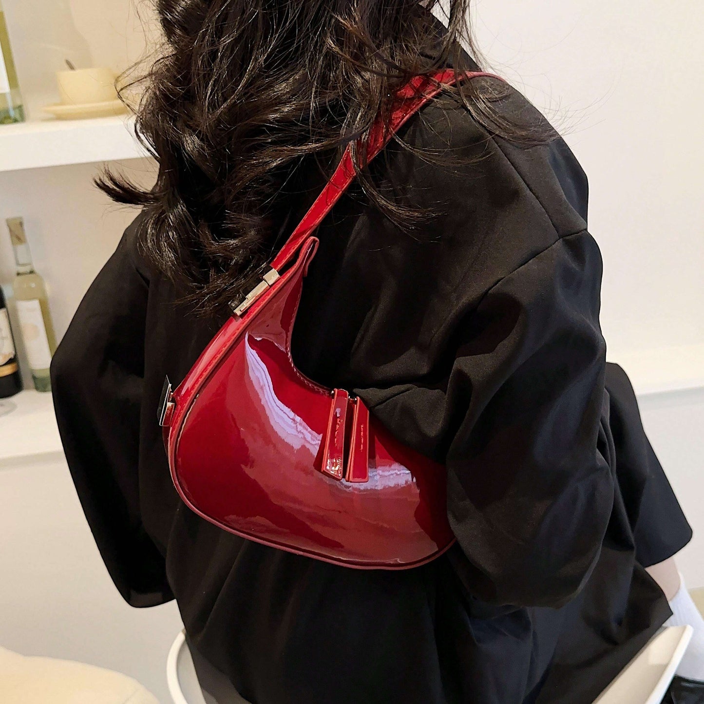 Cherry Moon PU Leather Shoulder Bag