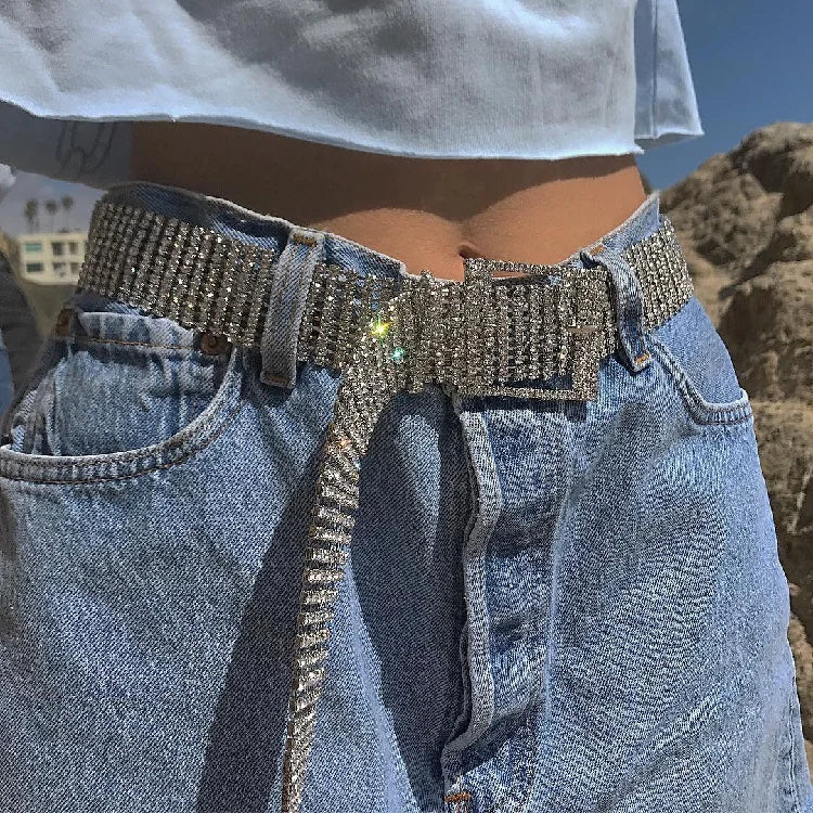 Aesthetic Crystal Chain Belt