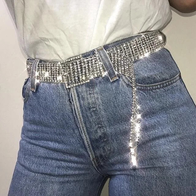 Aesthetic Crystal Chain Belt
