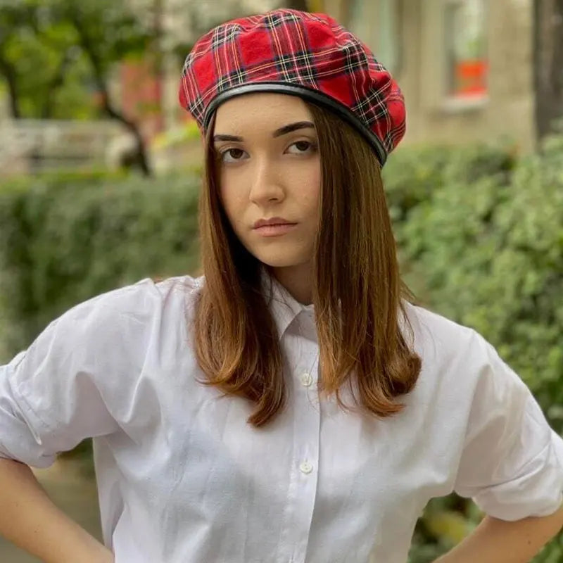Vintage Tartan Beret Hat