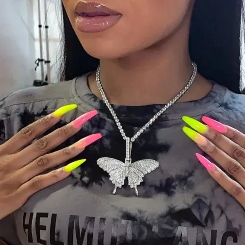 Y2K Butterfly Rhinestone Necklace