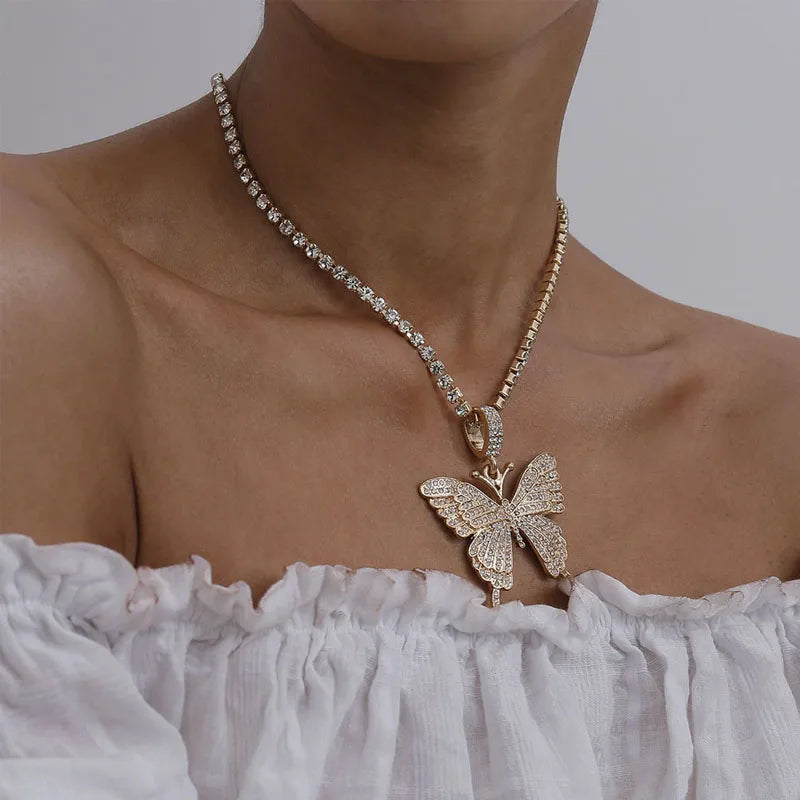 Y2K Butterfly Rhinestone Necklace