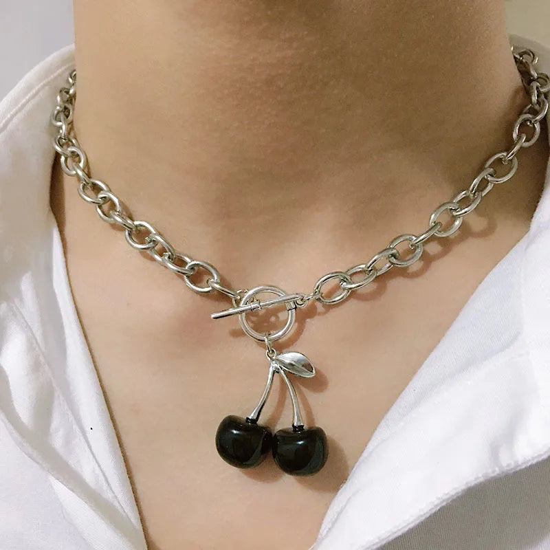 Punk Black Cherry Charm Choker