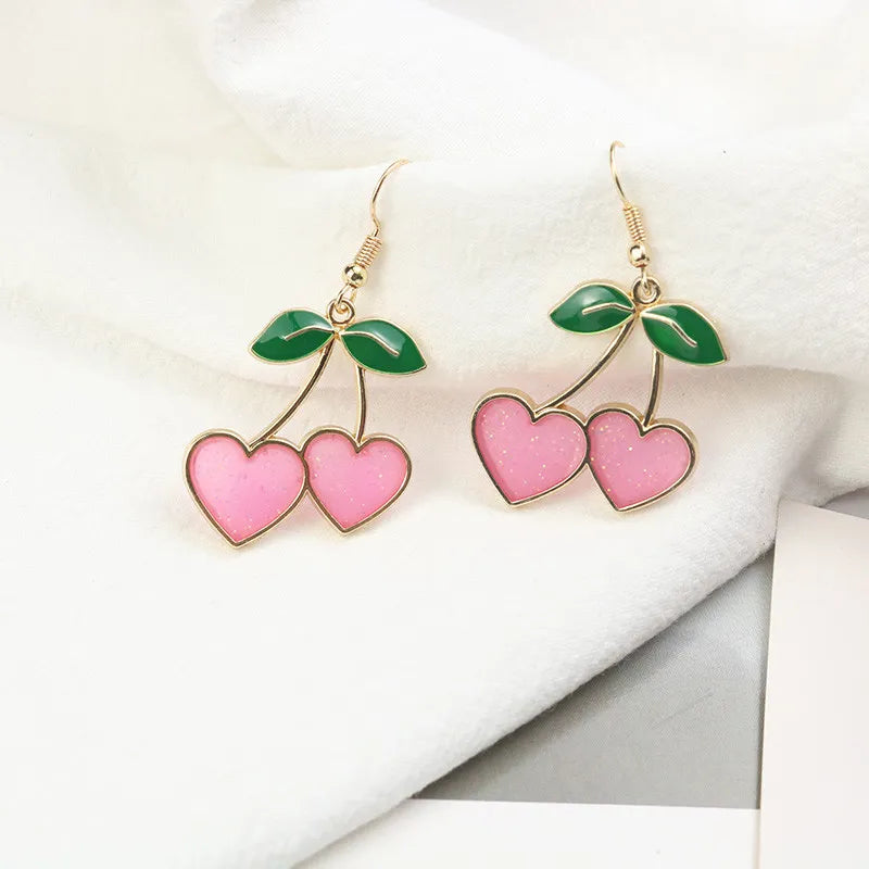 Y2K Heart Cherry Earrings