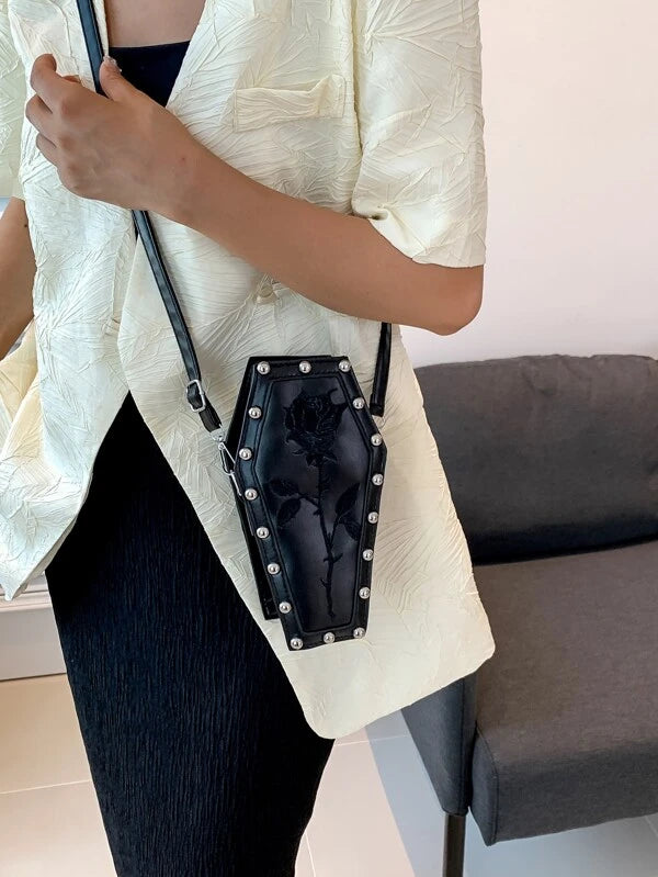 Gothic Rose Coffin Crossbody Bag