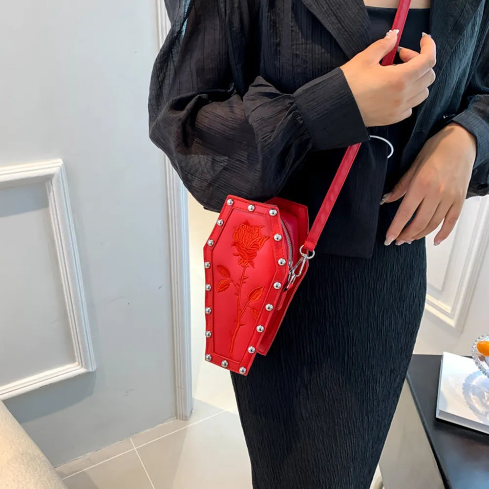 Gothic Rose Coffin Crossbody Bag