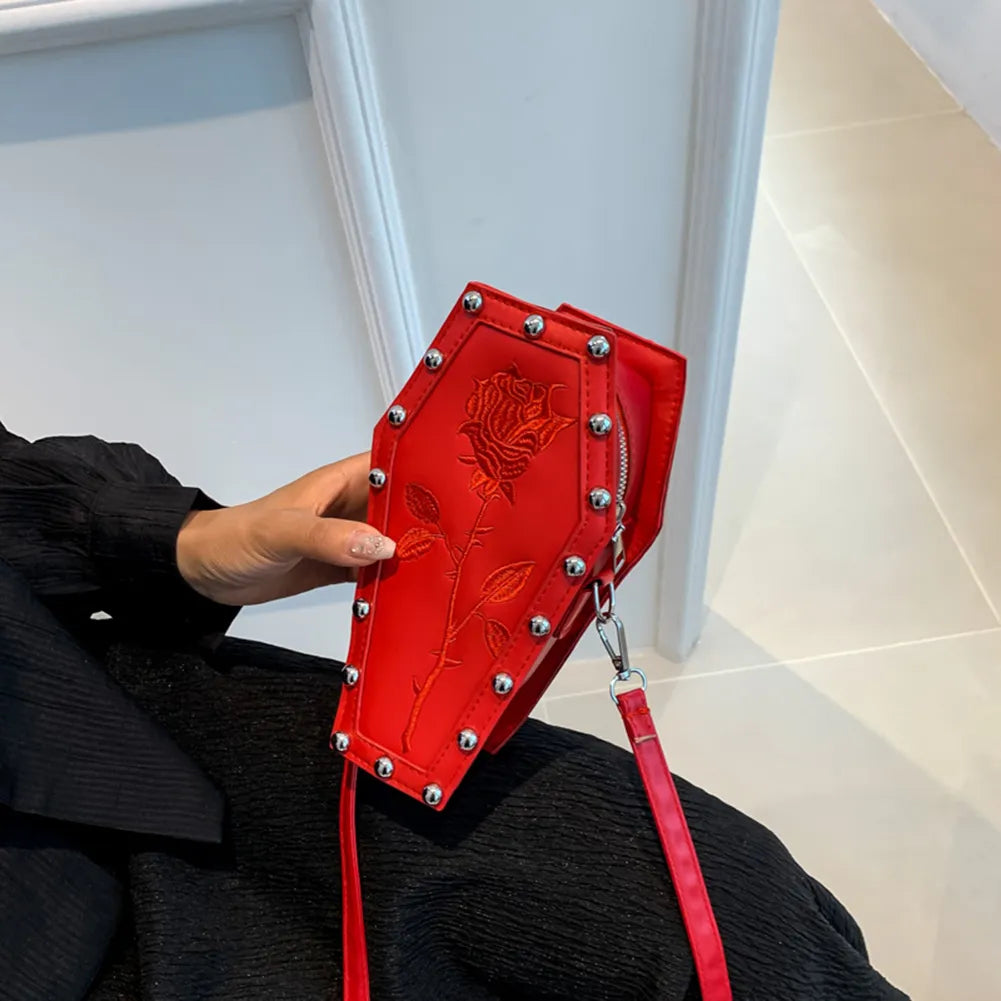 Gothic Rose Coffin Crossbody Bag