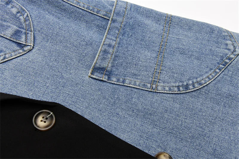 K-Pop Denim Patchwork Blazer