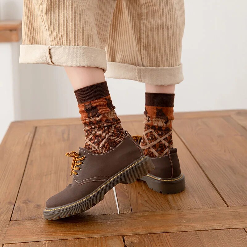 Retro Fall Patterned Socks