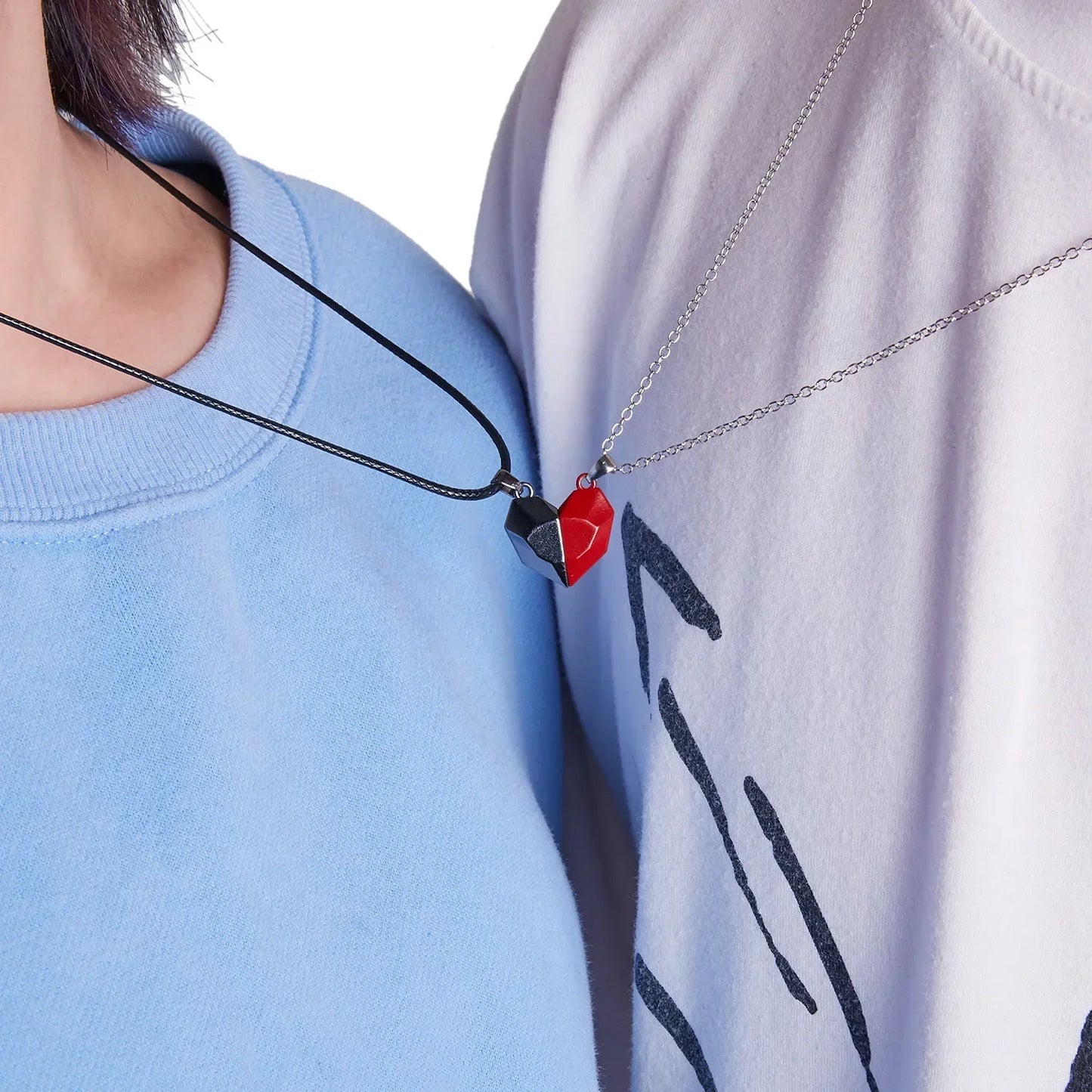 Magnetic Heart 2 Necklaces Set