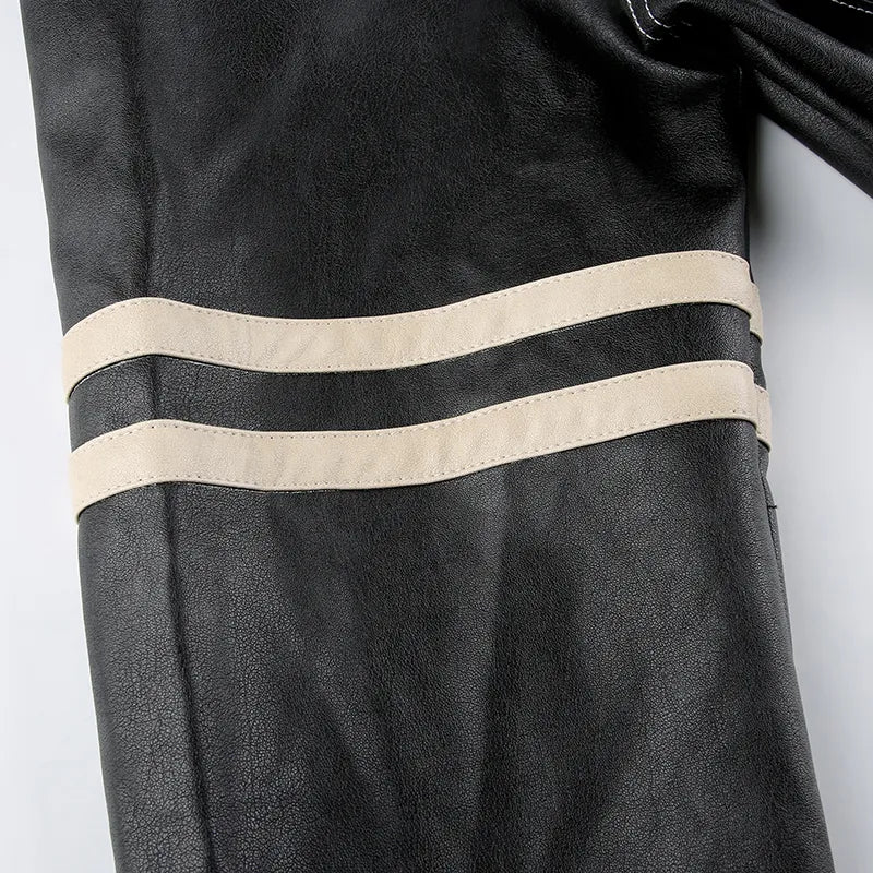 Vintage Striped Oversized Biker Jacket