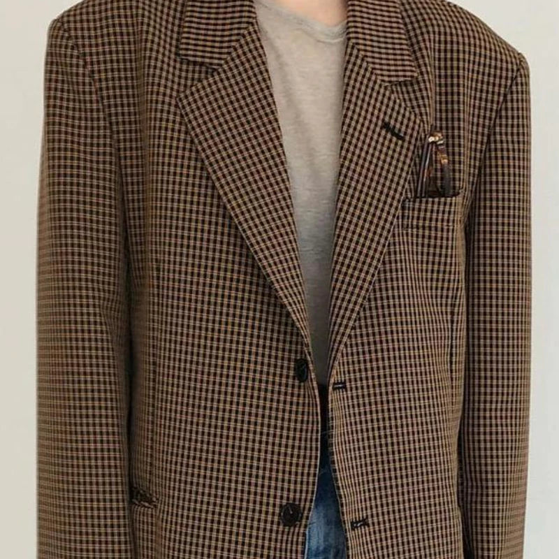 Vintage Plaid Oversized Blazer
