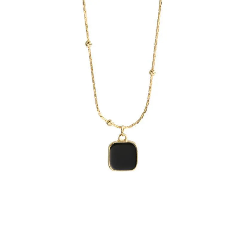 Black Minimalist Square Necklace