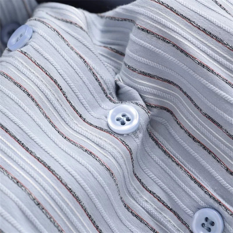 Office Siren Striped Flare Sleeve Blouse