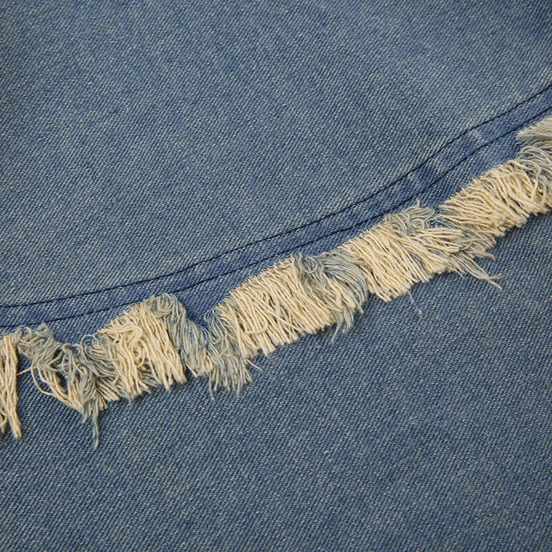 Y2K Mermaid Distressed Denim Skirt