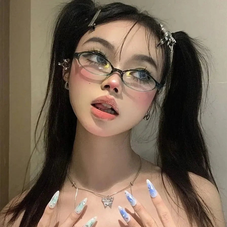 Y2K Japanese It Girl Oval Glasses