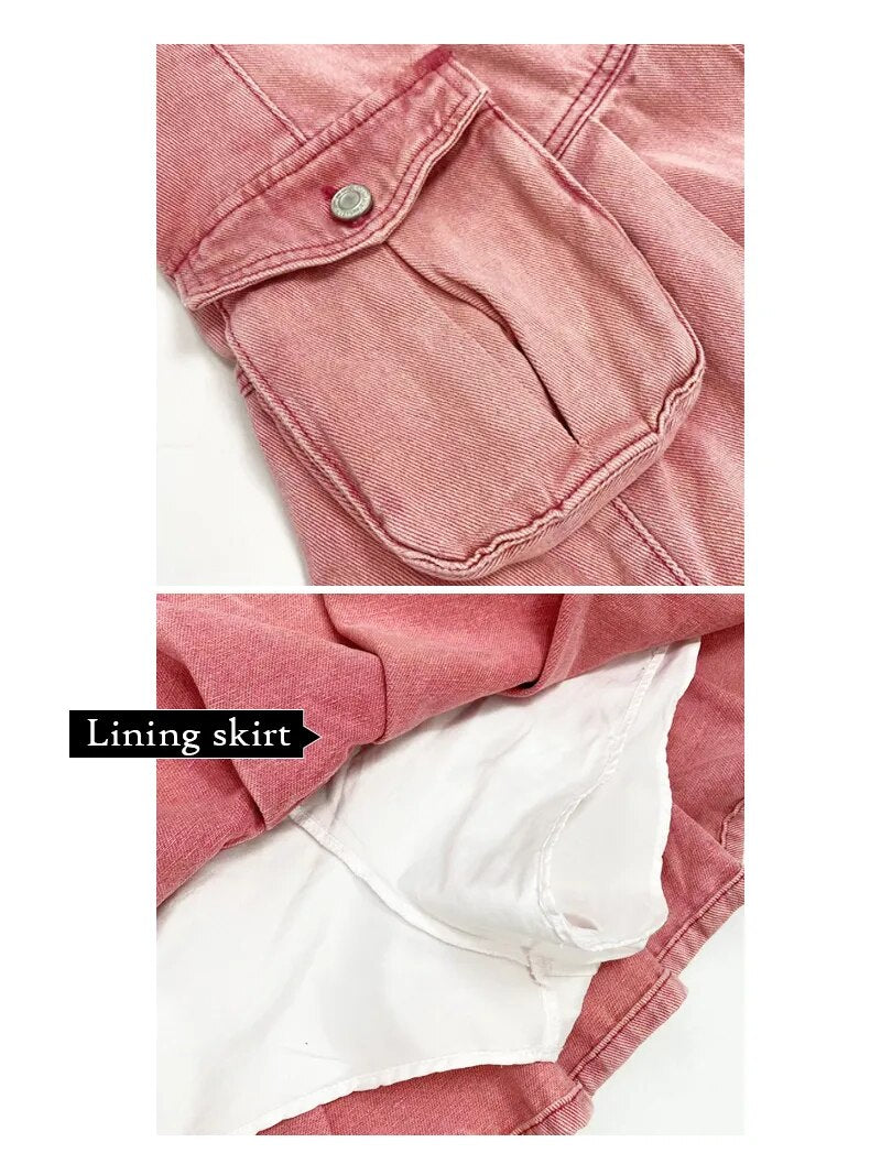 Y2k Pink Cargo Mini Skirt