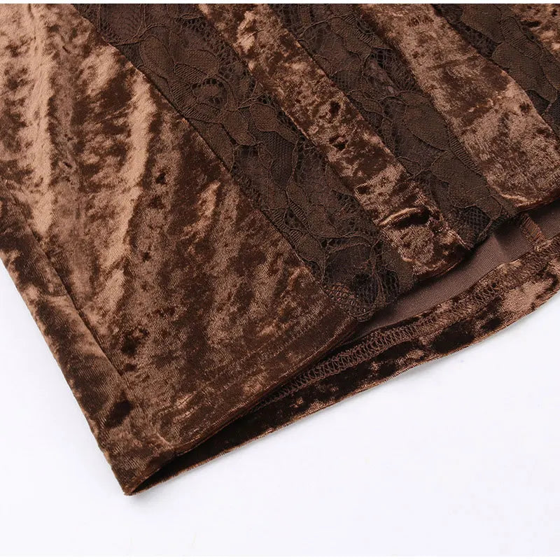 Camelia Velvet Lace Patchwork Dress