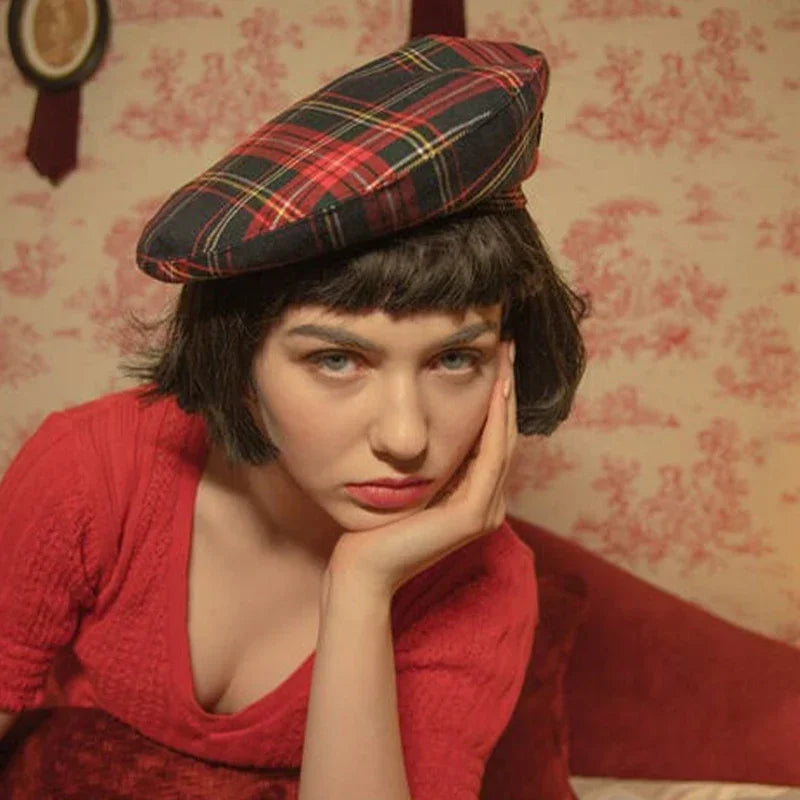 Vintage Tartan Beret Hat