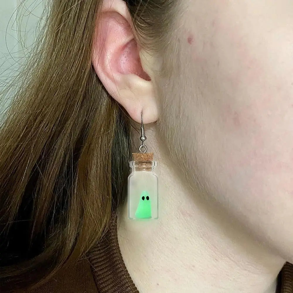 Glow in the Dark Ghost in Bottle Earrings