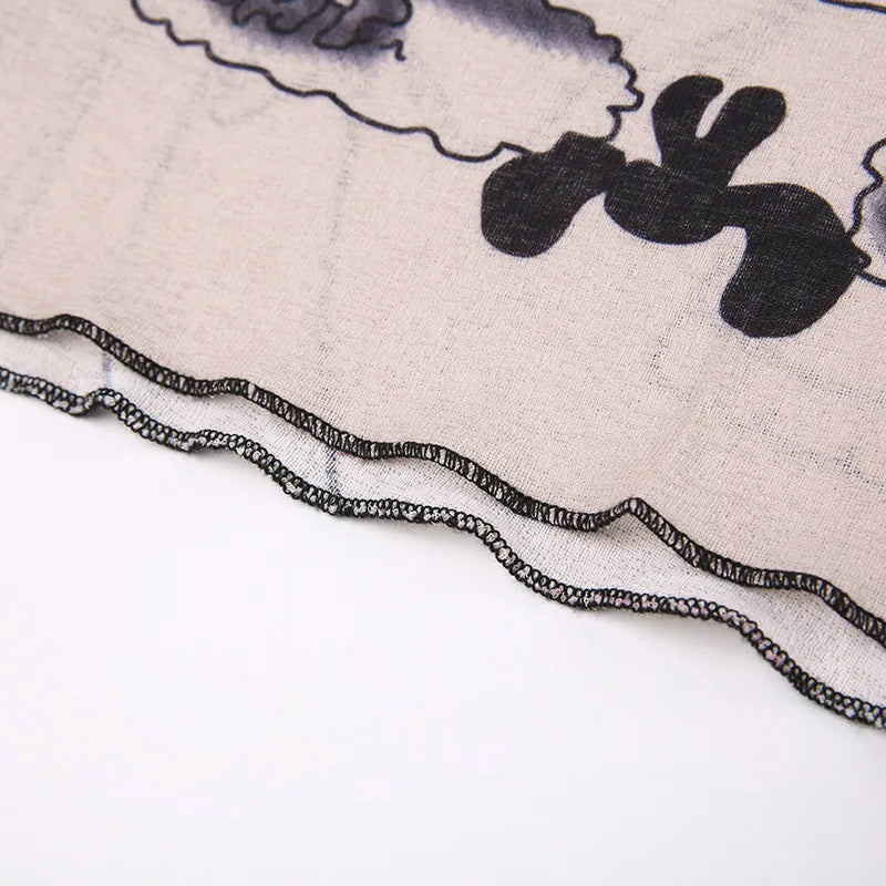 Grunge Anime Printed Long Sleeve Top