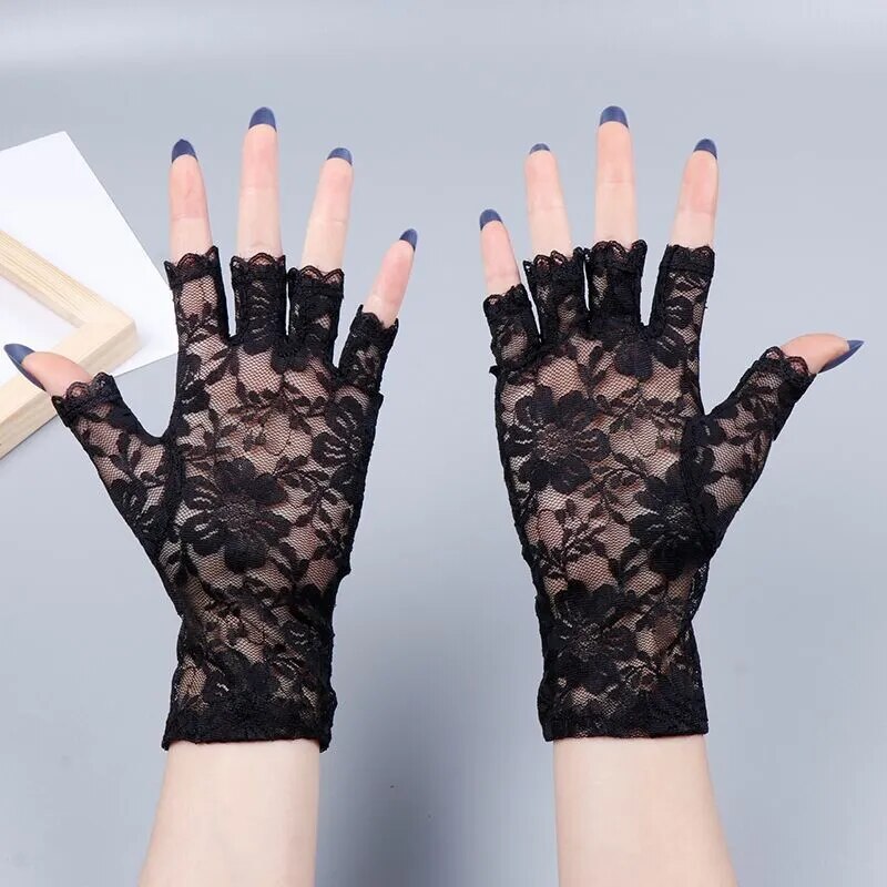 Witchcore Fingerless Lace Gloves