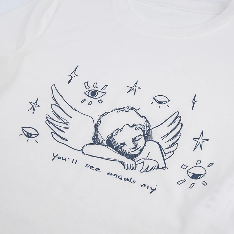 Y2k Aesthetic Angel Baby Tee