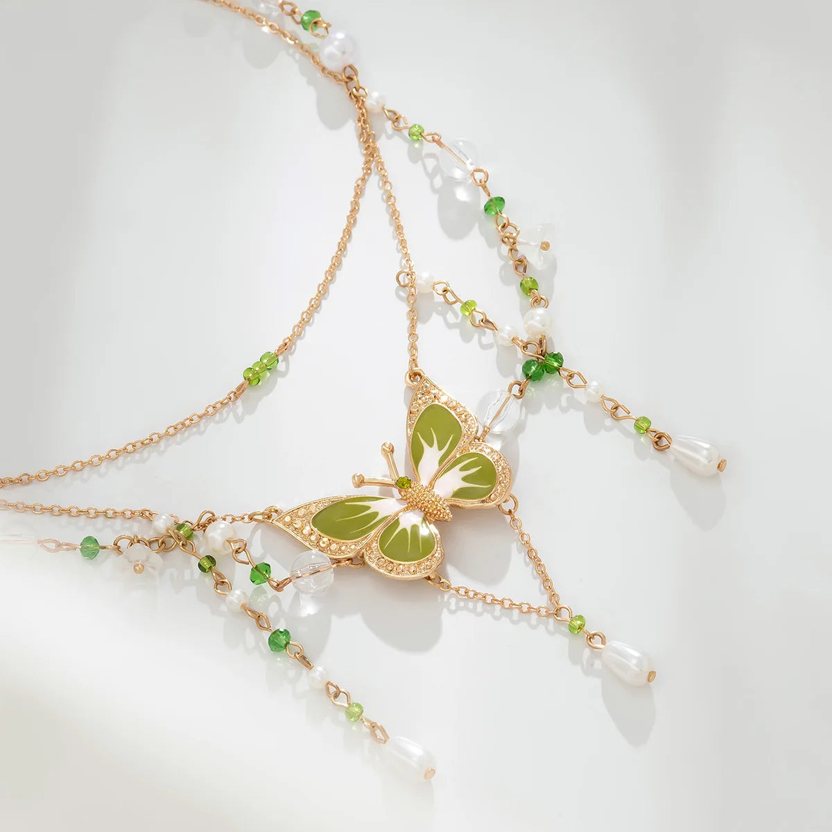 Fairycore Butterfly Pearl Necklace