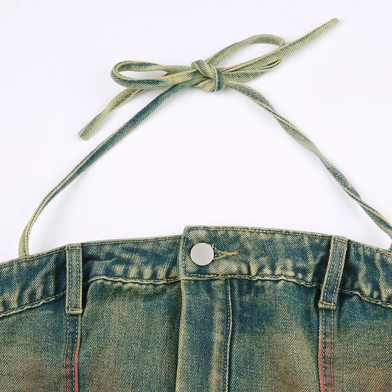 Army Denim Corset Top