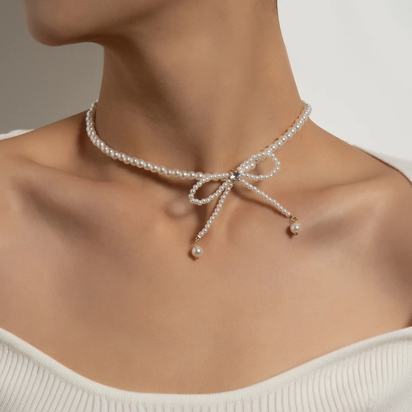 Dollette Pearl Bowknot Necklace