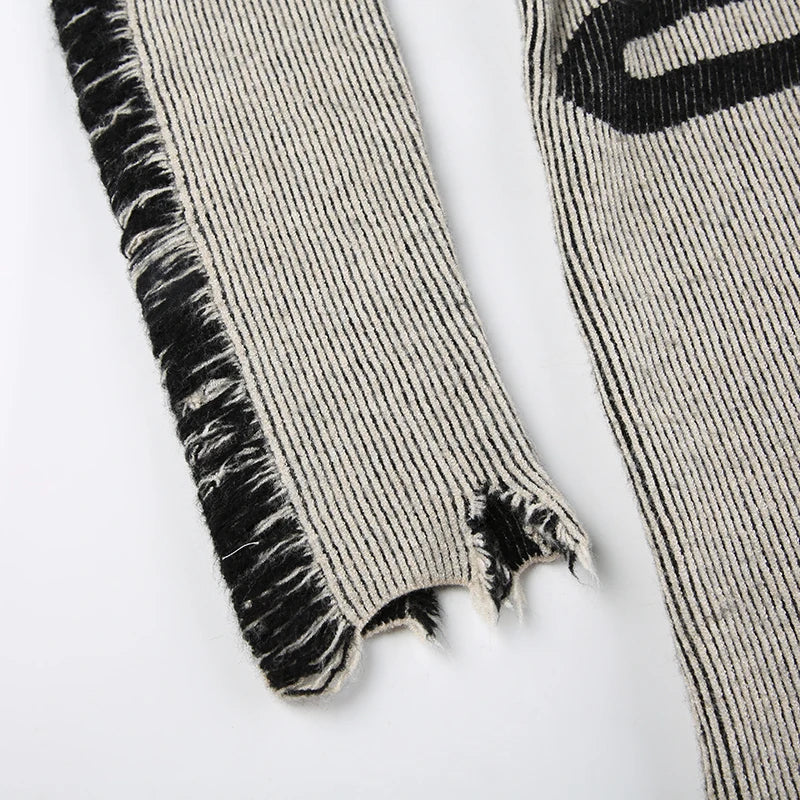 Grunge Slim Knitted Distressed Top