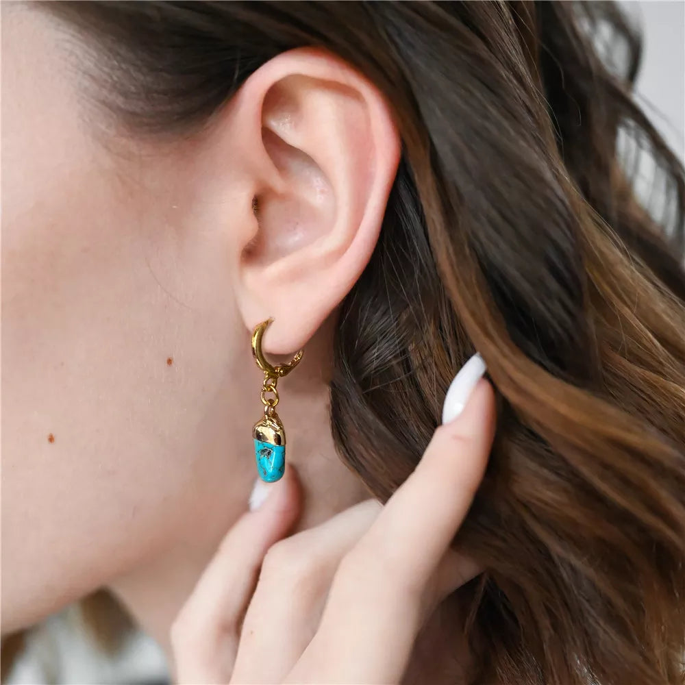 Natural Raw Crystal Gold Earrings