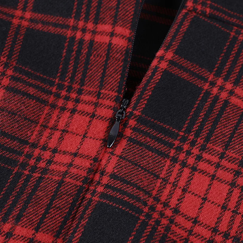 Goth Punk Tartan Belted Dress