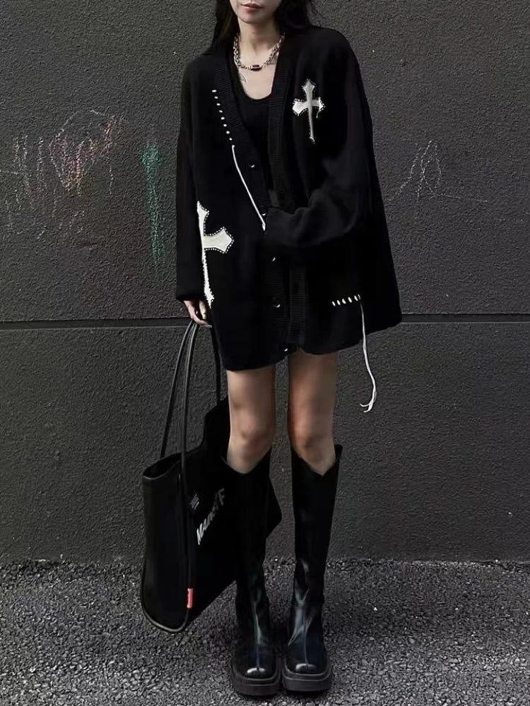 Gothika Black Oversized Cardigan