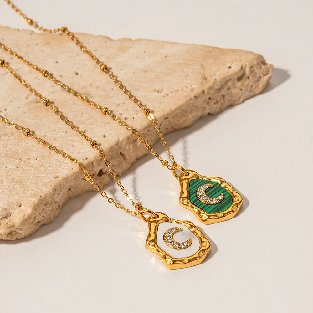 Whimsical Golden Moon Pendant Necklace