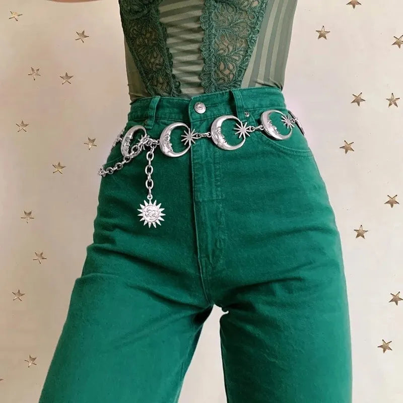 Moon Silver Metal Belt