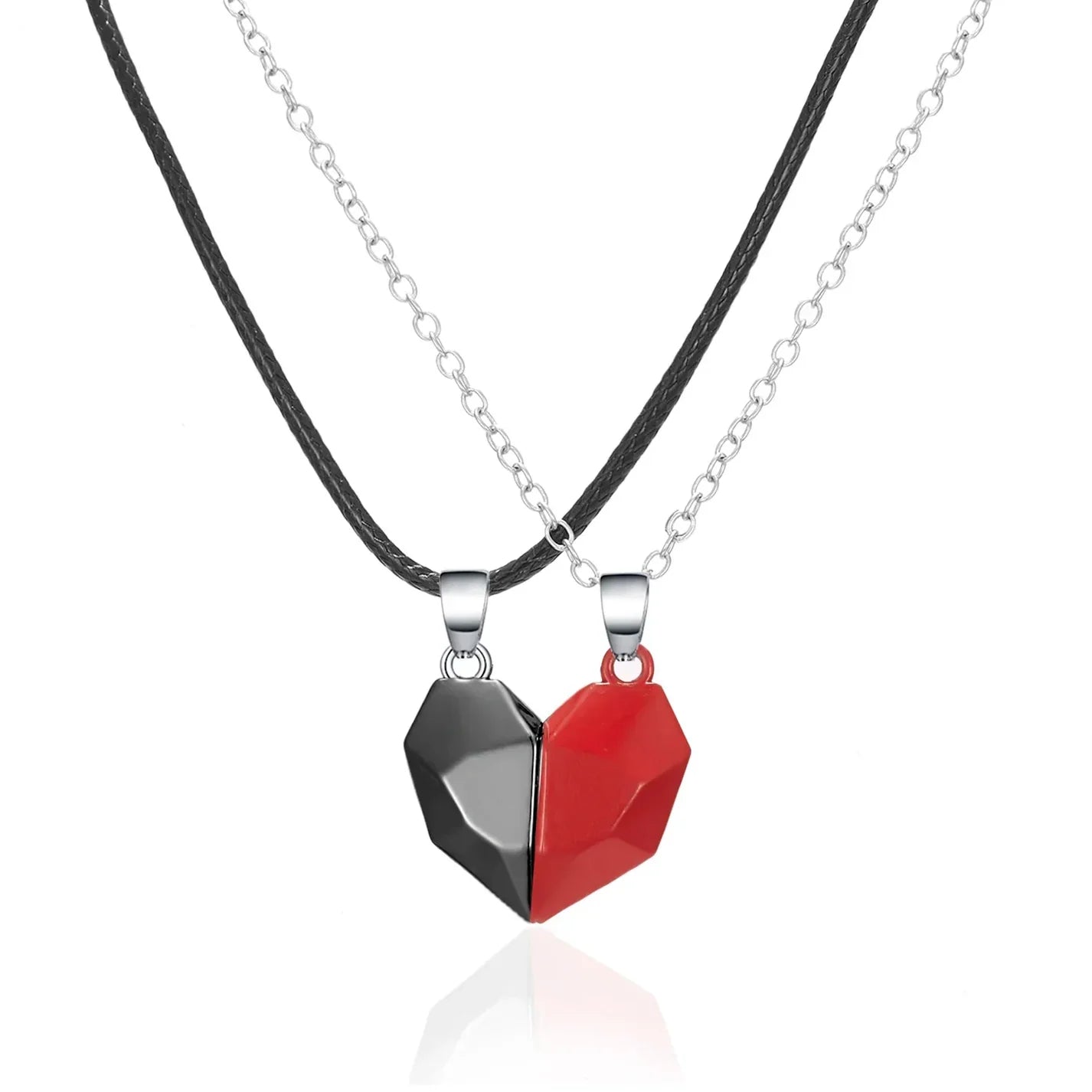 Magnetic Heart 2 Necklaces Set