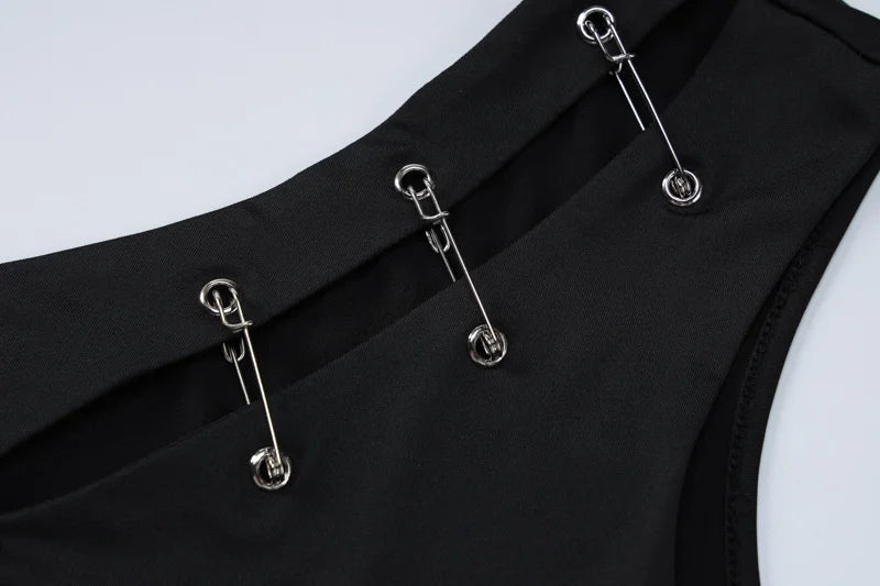 One Shoulder Maxi Pin Slit Dress