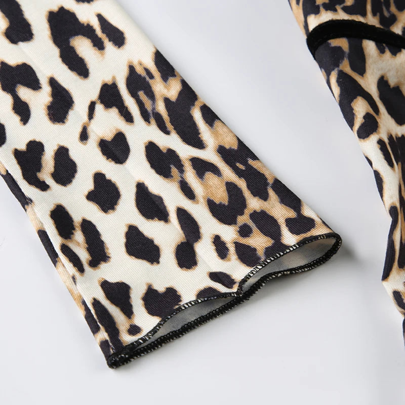 Y2k Leopard Lace Up Full Sleeve Cardigan