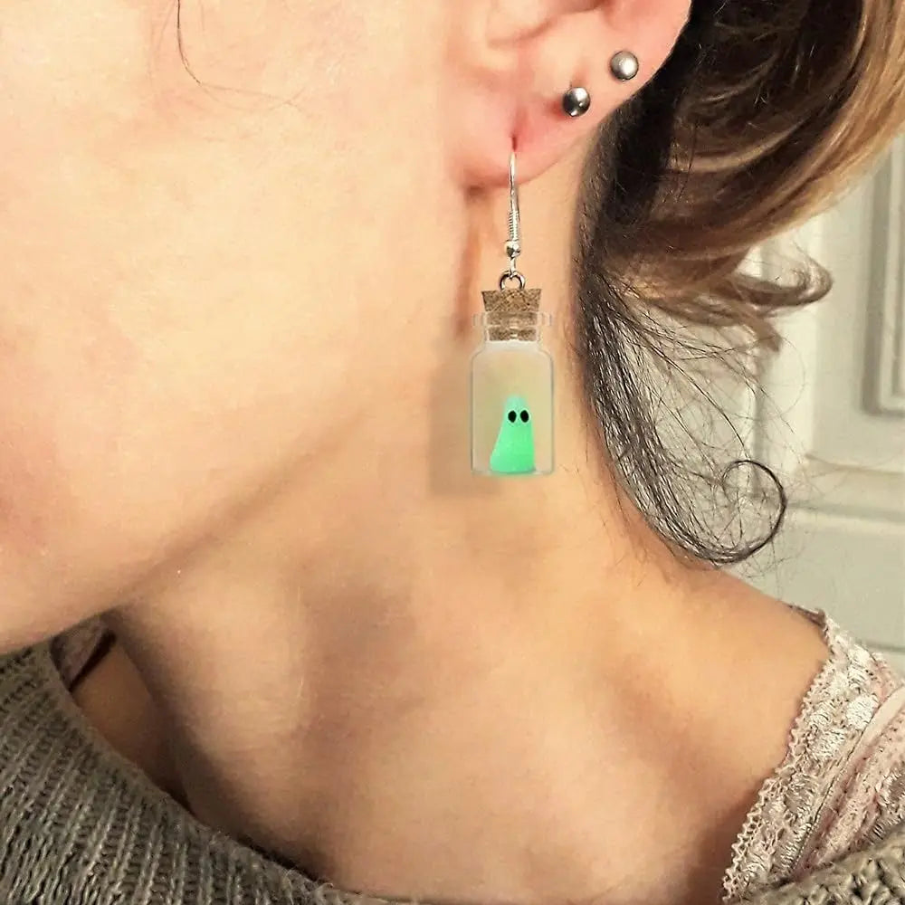 Glow in the Dark Ghost in Bottle Earrings
