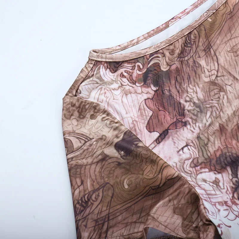 Vintage Print Ruffled Co-ord Set