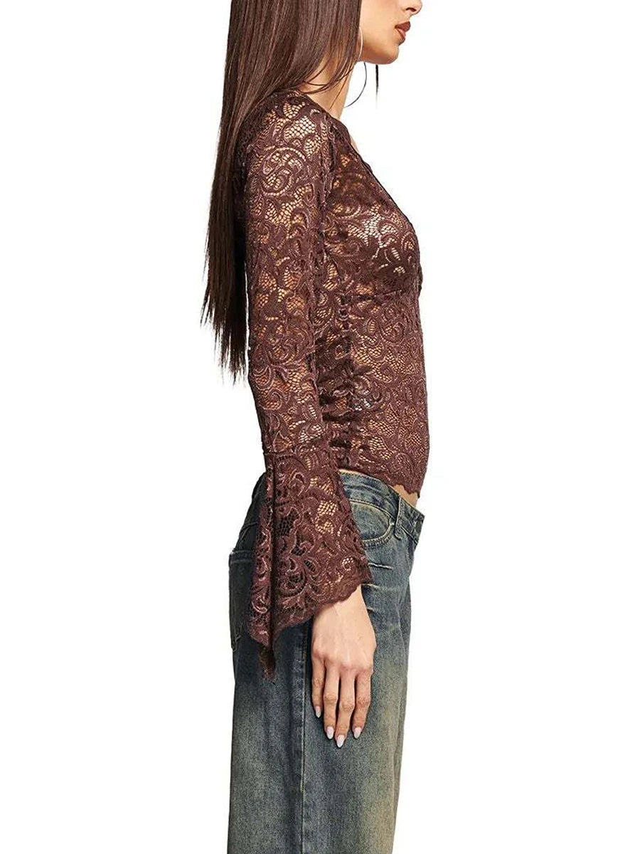 Solene V Neck Lace Top