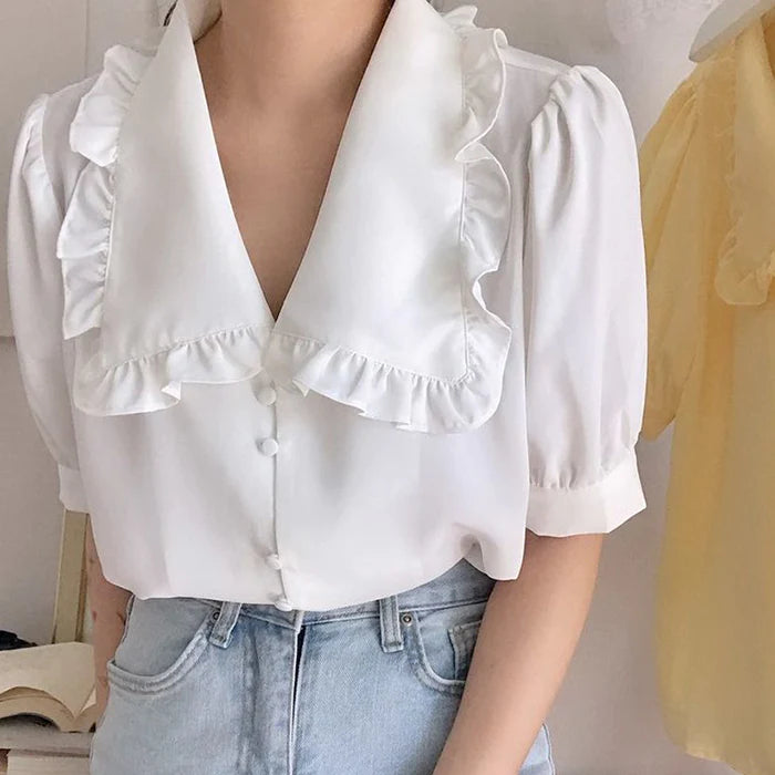 Ruffled Peter Pan Collar Blouse