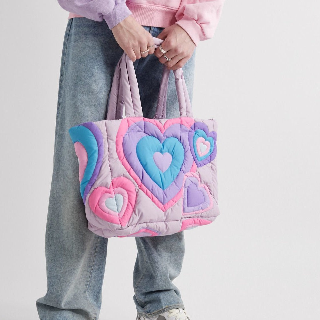 3D Heart Quilted Tote