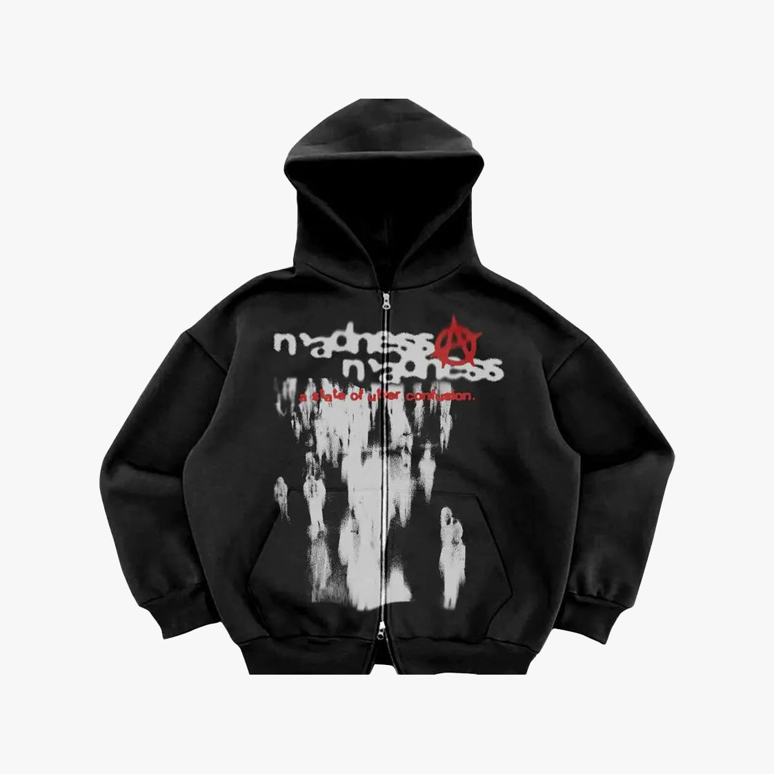 Y2K Goth Zip Up Oversized Hoodie