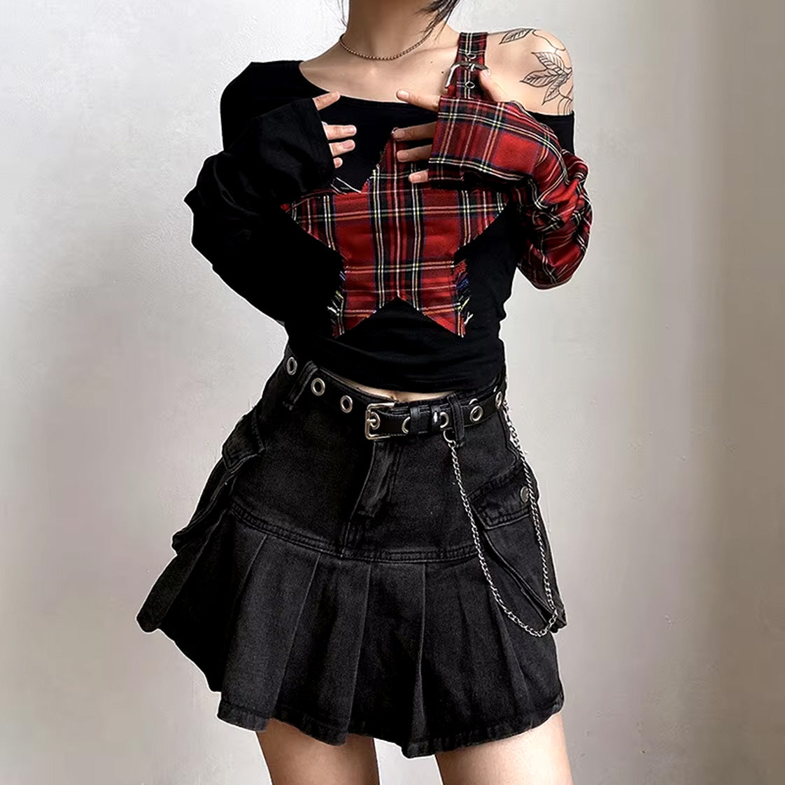 Star Girl Y2K Plaid Top