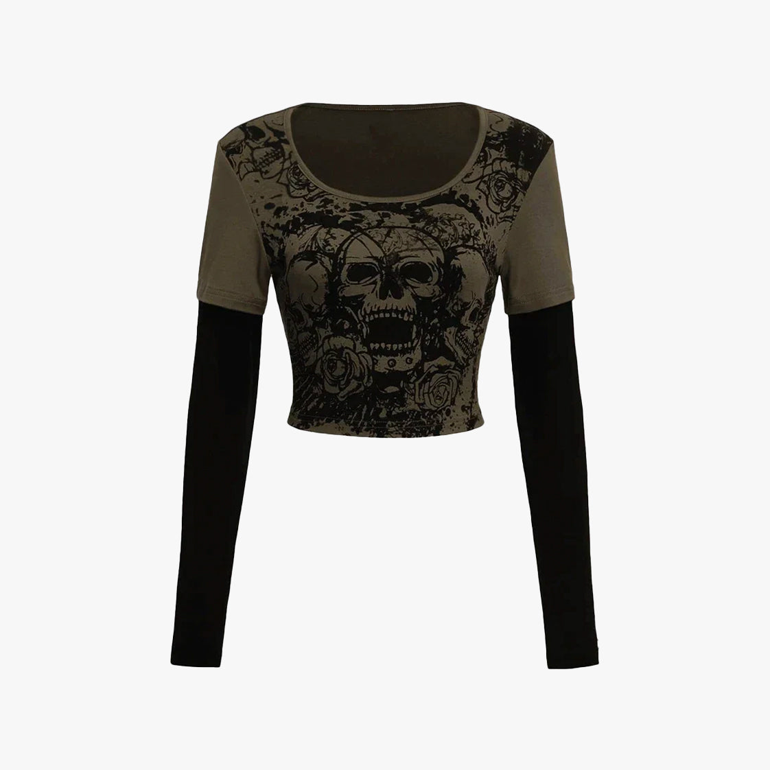 Grunge Skulls Cropped Top