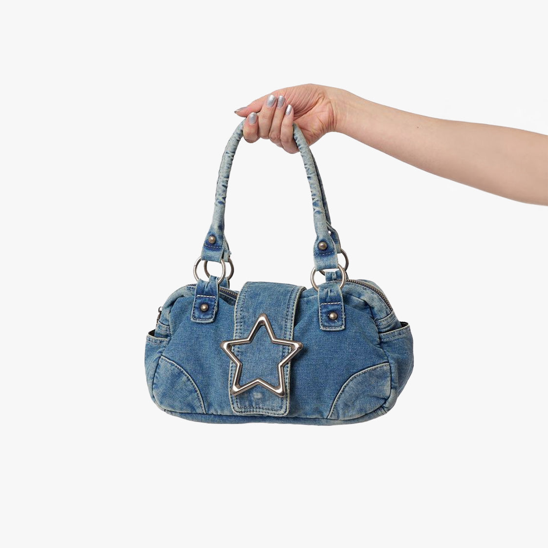 Y2K Star Buckle Denim Handbag