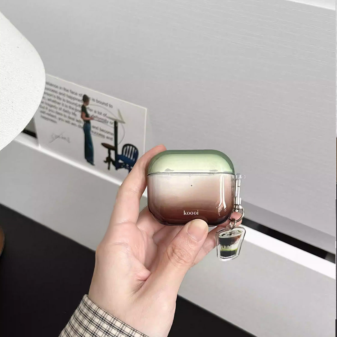 Matcha Espresso AirPods Case with Keyring